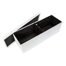 Baule Cassapanca Pouf Contenitore con Coperchio Imbottito in Similpelle Bianco