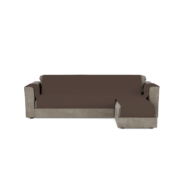 prezzo Housse de canapé matelassée avec péninsule d'assise droite en microfibre marron différentes tailles