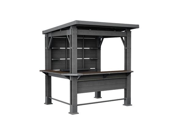 Gazebo Struttura Bar Keter Signature Bar 230x200x238 cm in Resina Effetto Legno Grigio Grafite e Noce acquista