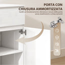 Credenza Mobile Basso 100x40x80 cm con 5 Cassetti Ripiano Regolabile in MDF Bianco Lucido      