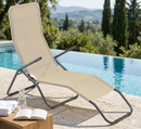 Lettino Prendisole in Acciaio e Textilene Beige