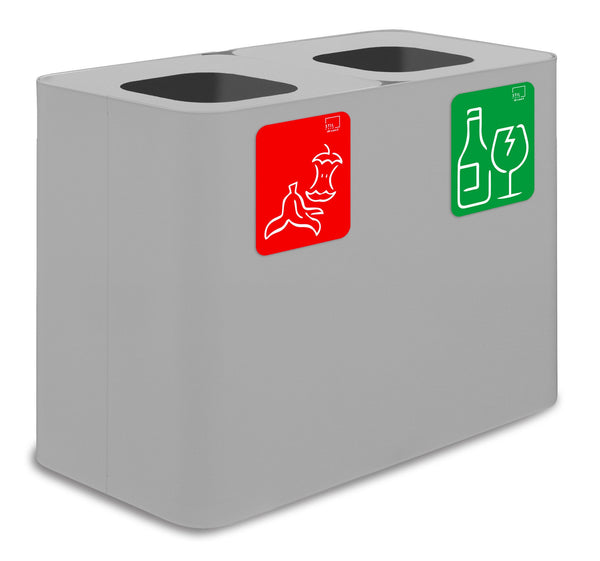 Pattumiera Sistema di Raccolta Rifiuti 77x38xh50 cm In Acciaio Verniciato 2 Scomparti Bianco sconto