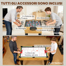 Tavolo da Gioco 13 in 1 con Calciobalilla Ping Pong Air Hockey Biliardo Scacchi e Altri Noce      