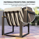 Set da Giardino 4 Pezzi con 2 Sedie Divanetto e Tavolino Grigio Chiaro e Nero     