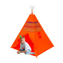 Tenda Indiana per Bambini 120x120x150 cm Struttura in Legno Tubolare Arancione