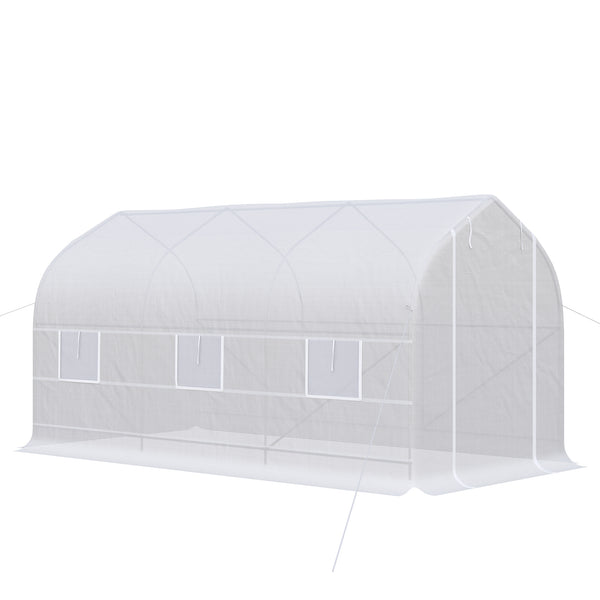 Serra a Tunnel Anti-UV 4x2x2 m con 6 Finestre a Rete e Ingresso Arrotolabile in Metallo e PE Bianco sconto
