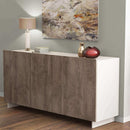 Credenza Carlile Bianco e Rovere Chiaro 150x40x76 h cm in Truciolare bilaminato Rovere grigio
