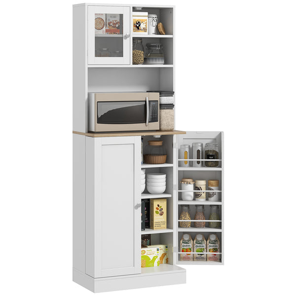 acquista Credenza Moderna Dispensa da Cucina Porta Microonde 60x35x169 cm Armadietto con Portaspezie Bianco