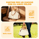 Seggiolino Auto per Cani Piccoli con Guinzaglio e Base Antiscivolo Convertibile in Borsa in Tessuto Oxford Crema      