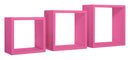 Set 3 Mensole da Parete Cubo in Fibra di Legno Incubo Fuxia