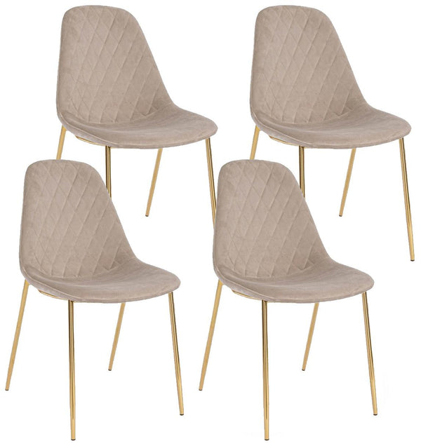 Lot de 4 Chaises 48x55x85 cm en Polyester Effet Velours Gris Tourterelle sconto