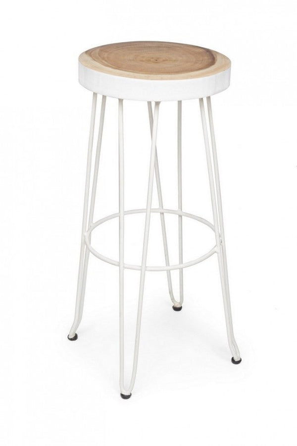 Tabouret de bar Rakel blanc en bois sconto