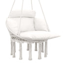 Amaca Poltrona Sospesa in Stile Boho 80x60x40 cm con Cuscino Bianco Crema   