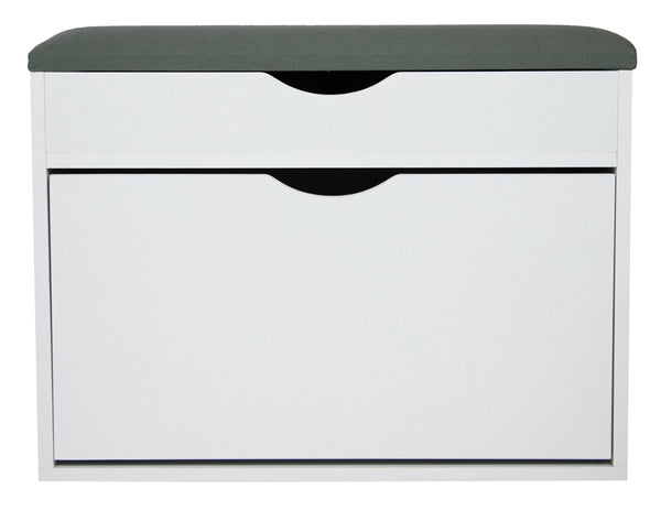 online Banc étagère à chaussures avec compartiment et coussin 60x30x50 cm en PB et papier blanc