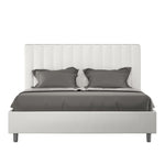 Letto Matrimoniale con Alzata Comoda Imbottito in Similpelle Agueda Bianco Varie Misure
