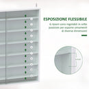 Bacheca Portaoggetti 80x9,5x83 cm a 5 Ripiani Regolabili con Ante in Vetro in Pannello Truciolare Bianco      