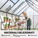 Serra da Giardino 7,1 m² 190x375x199 cm in Policarbonato con Telaio in Lega di Alluminio Grondaie Finestre Apribili e Porta Scorrevole      