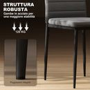 Set 6 Sedie Imbottite per Soggiorno 41x50x97 cm in Acciaio e Tessuto Grigio      