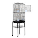 Voliera Gabbia per Uccelli con Ruote in Metallo Nero 47.5x37x153 cm 