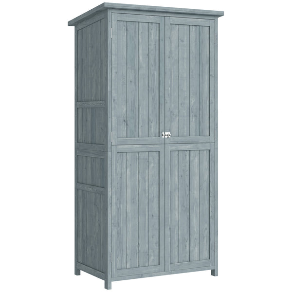 Armadio da Esterno 85x54x170 cm Capanno per Attrezzi con 2 Scaffali in Legno di Abete Grigio online