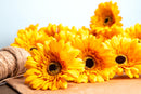 Set 12 Fiori Artificiali di Gerbera Altezza 63 cm Giallo