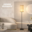 Lampada da Terra 40W con Interruttore a Pedale Ø25x161.5 cm Paralume in Tessuto Effetto Lino Nero e Beige 