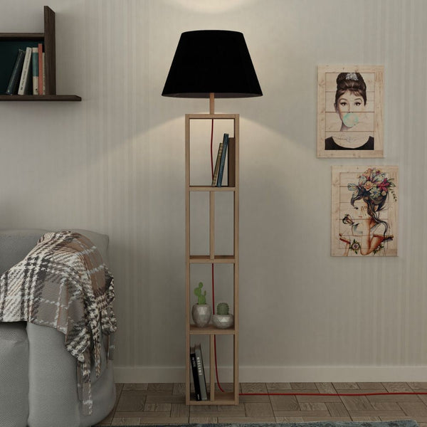 prezzo Lampada da Terra con Libreria 45x45x163,5 cm in MDF Giorno Nero
