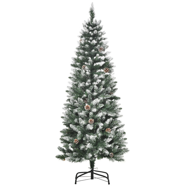 prezzo Albero di Natale Artificiale Innevato 150 cm 464 Rami e 28 Pigne Verde e Bianco