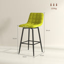 Set 2 Sgabelli da Cucina Stile Nordico 45x47x84 cm in Tessuto Effetto Velluto Giallo  