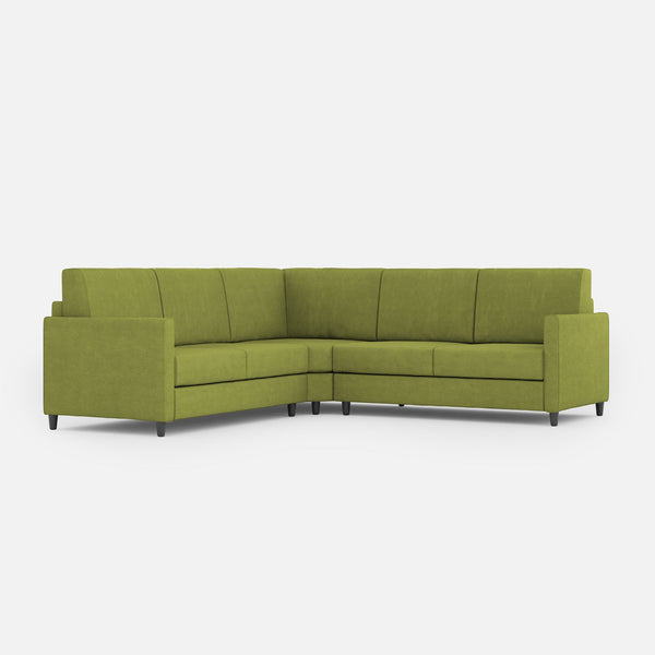 Canapé d'angle Karay 5 places 241x241x85 cm en tissu vert acquista