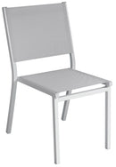 Sedia Impilabile da Giardino 48x57x87 cm in Alluminio Bianco e Textilene Elba Grigio Chiaro
