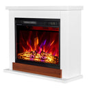 Camino Elettrico da Pavimento 70x80x30 cm Effetto Fiamma 1500W Sting & Lorance Bianco/noce