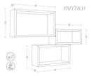 Set 3 Mensole da Parete Rettangolare in Fibra di Legno Trittico Nero