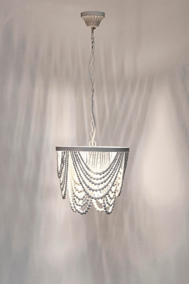 Lampadario Pearl 1 Luce Ø35x31,5 cm E27 in Acciaio e MDF