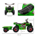 Quad Elettrico per Bambini 6V con Rimorchio Pedale Marce Avanti e Indietro Verde      
