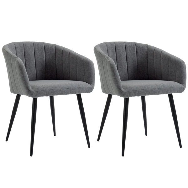 Lot de 2 Chaises Rembourrées 62x56x76 cm en Tissu Effet Lin Gris Foncé acquista