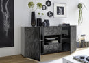 Mobile Buffet 2 Ante 2 Cassetti 180x42x84 cm in Legno TFT Praga Nero Lucido