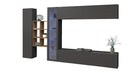 Parete Attrezzata Soggiorno 340x30x180 cm Maruska n°14 Grigio Antracite Opaco/Rovere Wotan 