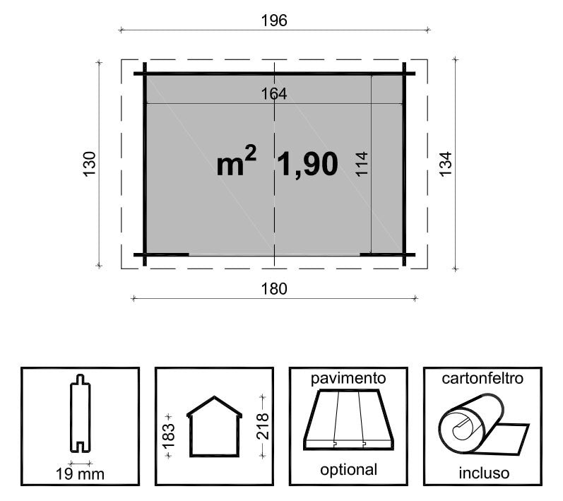 Casetta Box da Giardino Porta Utensili 200x200 cm in Legno Giulia