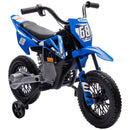 Moto Elettrica per Bambini 3-6 Anni 107x56x70 cm Batteria 12V e Rotelle Rimovibili Blu   