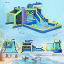 Gonfiabile Tema Squali per Bambini 405x345x235 cm con Scivolo Piscina Acqua-Palline in Tessuto Oxford 840D+420D Multicolore      