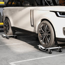 Set di 2 Carrelli Sposta Auto Antiscivolo Carico 680kg con Ruote Girevoli e Bloccabili in Metallo Argento      