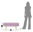 Panca Ovally Rosa 102x40,5x42 cm in Legno e Velluto Rosa e Oro