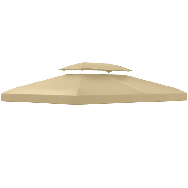 Tetto di Ricambio per Gazebo da Giardino a 2 Livelli 400x300 cm in Poliestere Anti UV Crema prezzo