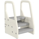 Scaletta per Bambini  3 Gradini in HDPE 43x42x65,5 cm Grigio e Bianco Crema  