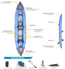 Kayak Gonfiabile Biposto 386x86 cm con Pagaie Zaino e Accessori ZRAY Tortuga Blu