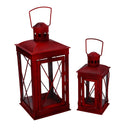 Set 2 Lanterne in Metallo rosso quadro