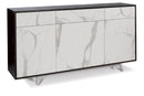 Mobile 3 Ante 3 Cassetti 164x92x41 cm Ossido Nero/Marmo Calacatta