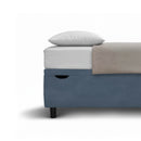 Letto Singolo Contenitore Imbottito Microfibra Blu BoxMax Testata Vertical Varie Misure