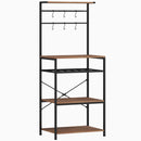 Scaffale Cucina a 5 Livelli Stile Industriale 59x40x143,5 cm con 6 Ganci e Portabottiglie in Truciolare e Metallo Noce      